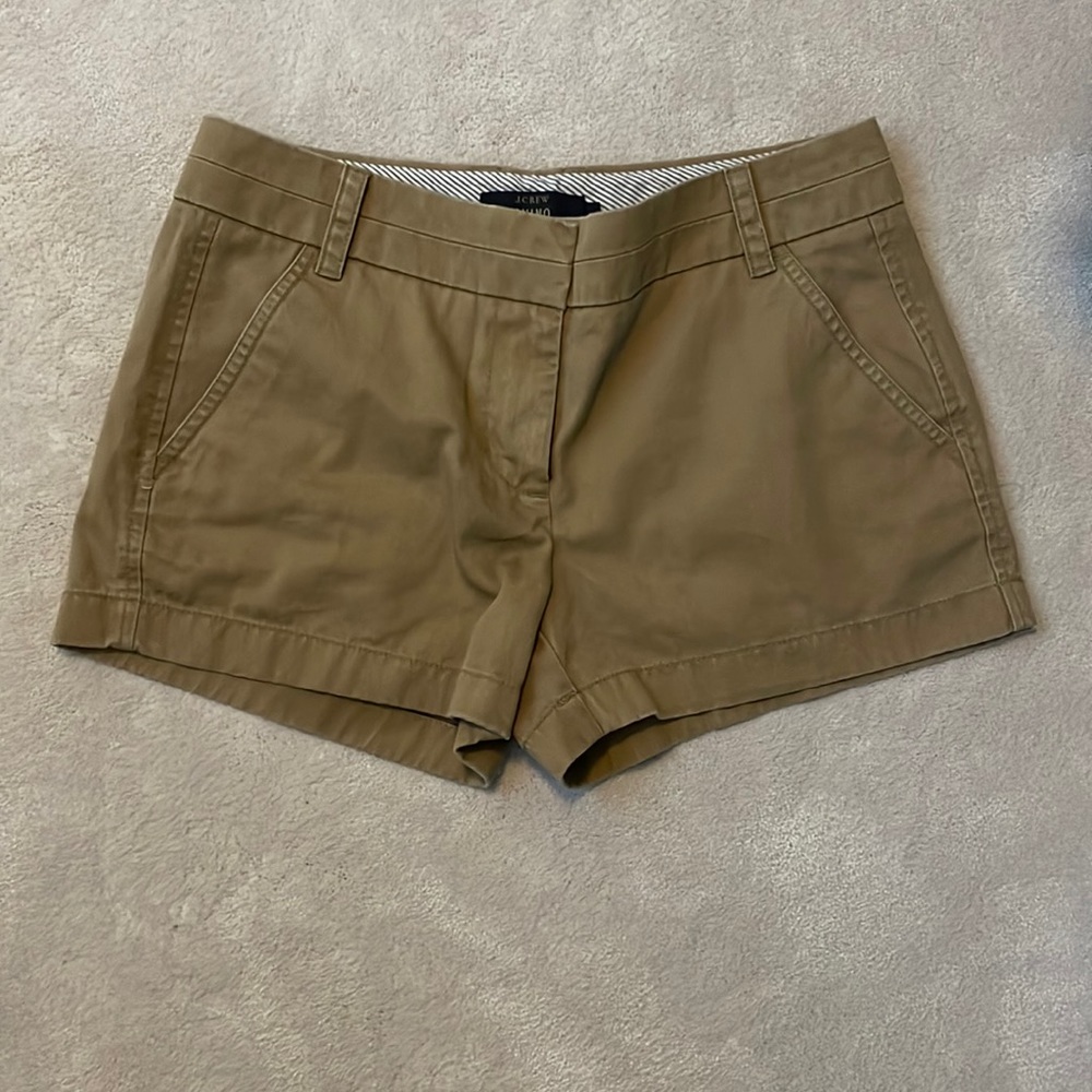 J. Crew chino khaki shorts. Size 2. Cute and perfect for summer!